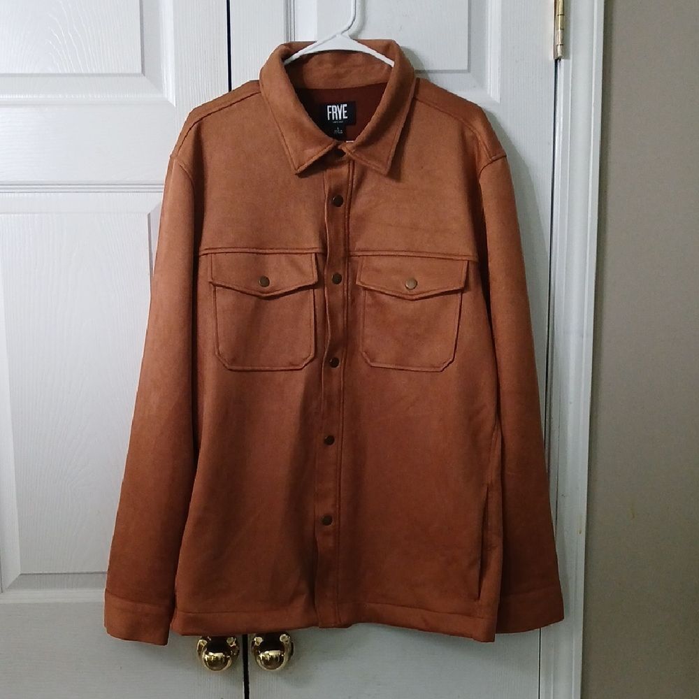 Frye toffee faux suede shirt jacket Super soft Sz L NWT